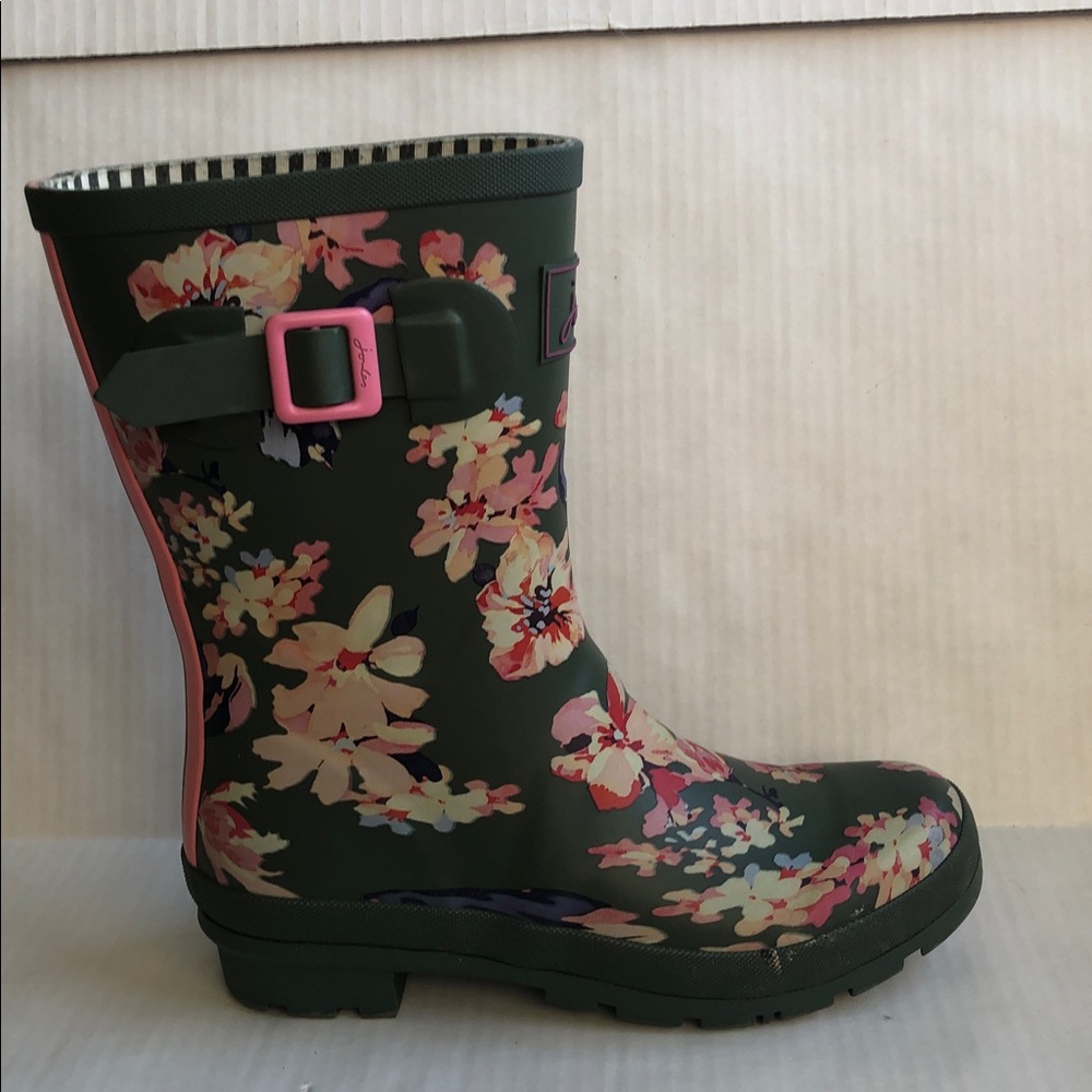 Joules Women’s Molly Mid Height Floral Rain Boots Gardening Size 7
